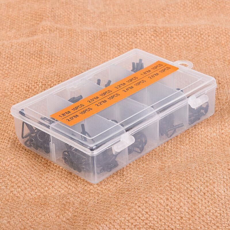80 Fishing Rod Guide Set Tackle Tips Repair Kits Ring 8 Size Stainless Steel Box