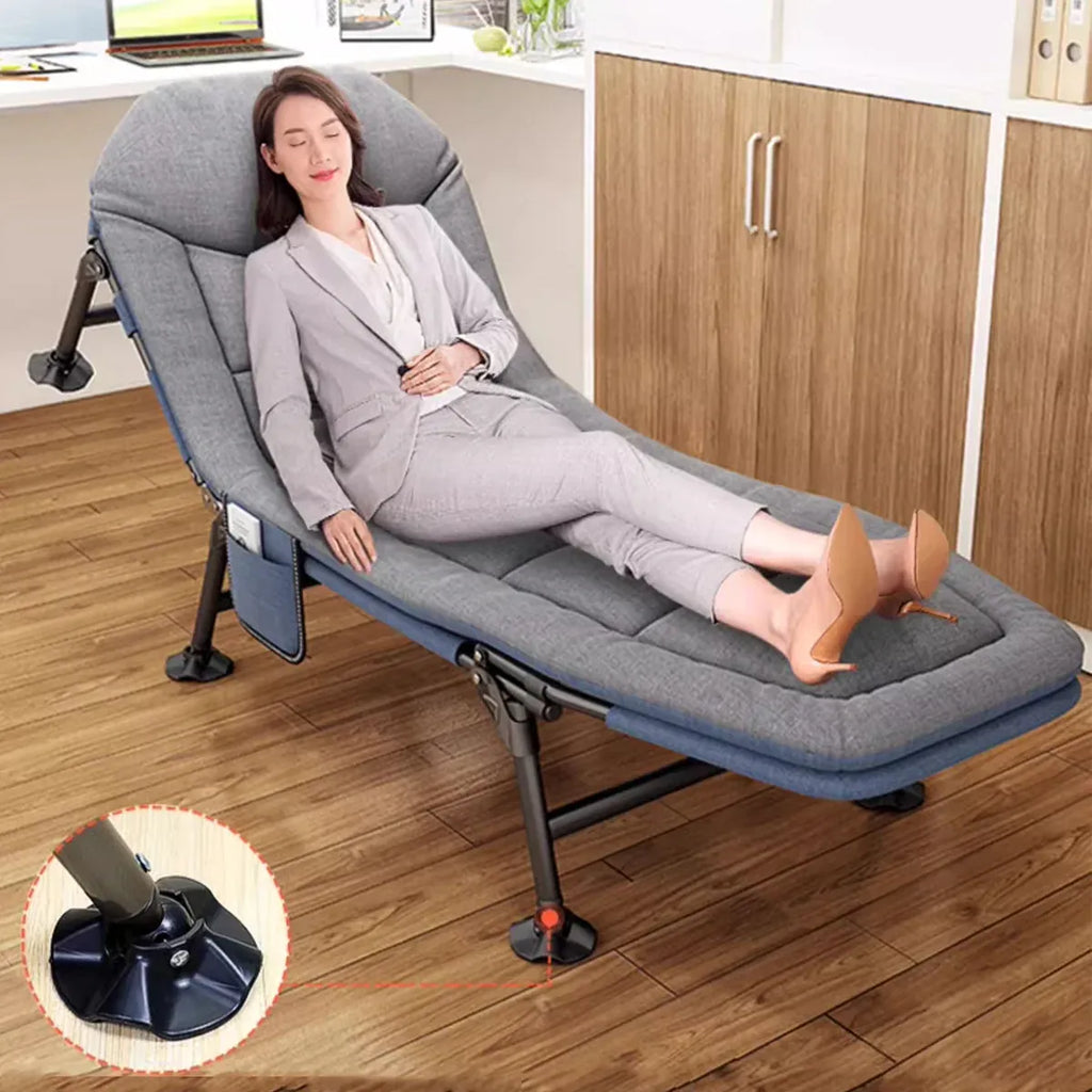 Folding Bed Single Model Dark Grey For Office Nap Camping Travel Midday Rest Use