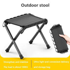 Outdoor Foldable Bench Stool Portable Camping Chair for Hiking Picnic Travel - Black