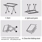 Outdoor Foldable Bench Stool Portable Camping Chair for Hiking Picnic Travel - Black