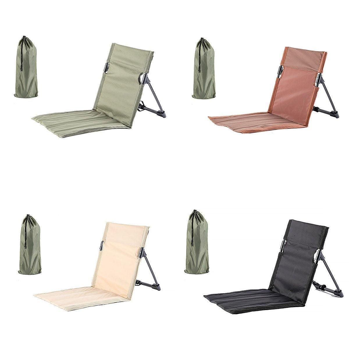 Folding Portable Camping Chair Lightweight Stool with Backrest Outdoor Bench - Black