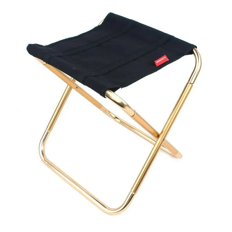 Folding Camping Chair Portable Fishing Stool Lightweight Outdoor Travel Seat - Black