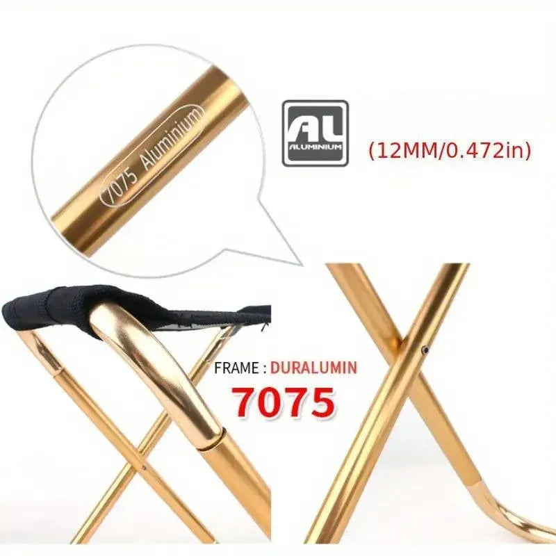 Folding Camping Chair Portable Fishing Stool Lightweight Outdoor Travel Seat - Black