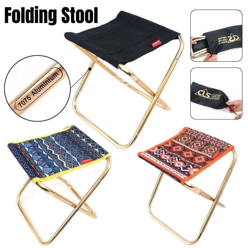 Folding Camping Chair Portable Fishing Stool Lightweight Outdoor Travel Seat - Black
