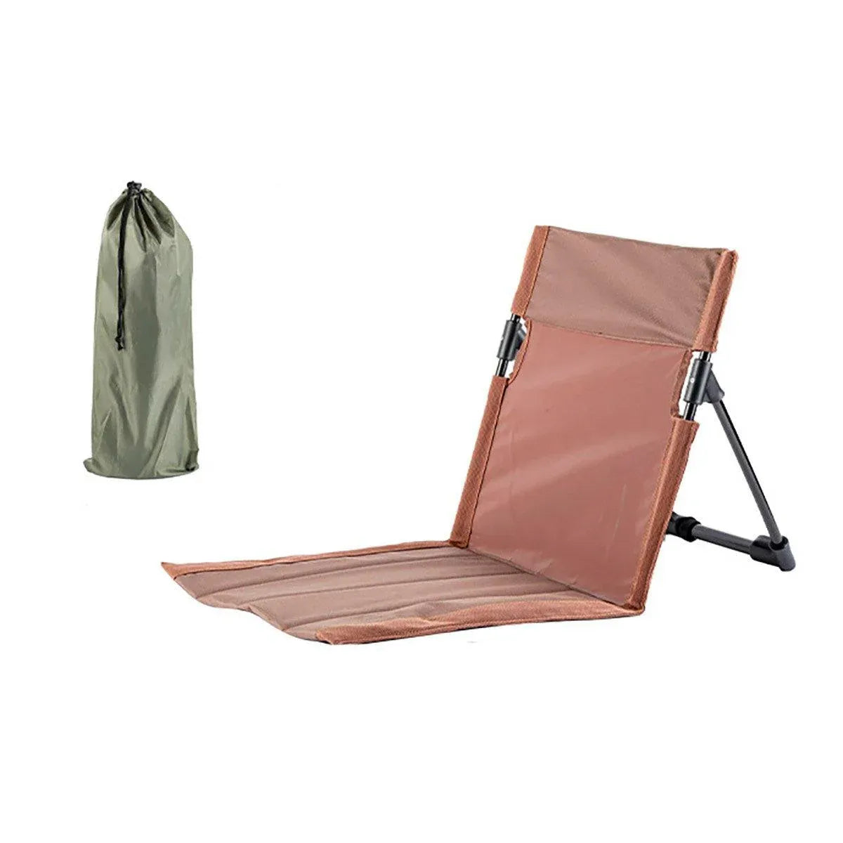 Folding Portable Camping Chair Lightweight Stool with Backrest Outdoor Bench - Brown