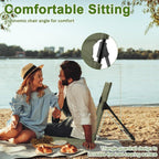 Folding Portable Camping Chair Lightweight Stool with Backrest Outdoor Bench - Brown