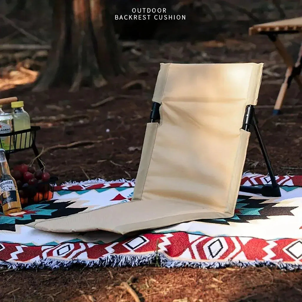 Folding Portable Camping Chair Lightweight Stool with Backrest Outdoor Bench - Brown