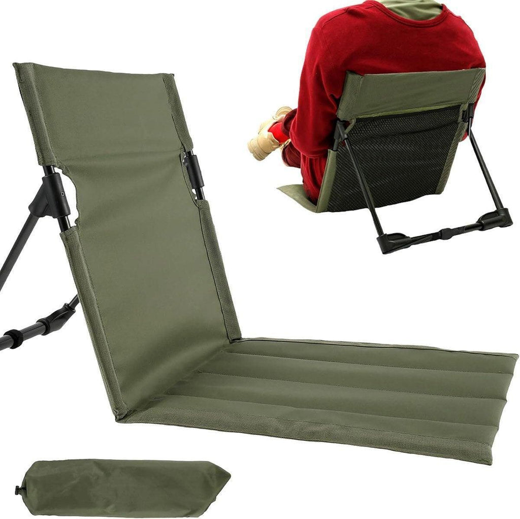 Folding Portable Camping Chair Lightweight Stool with Backrest Outdoor Bench - Brown