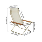 Folding Camping Chair with Solid Wood Armrests Carbon Steel Frame - Green