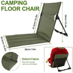Folding Portable Camping Chair Lightweight Stool with Backrest Outdoor Bench - Green