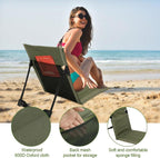 Folding Portable Camping Chair Lightweight Stool with Backrest Outdoor Bench - Green