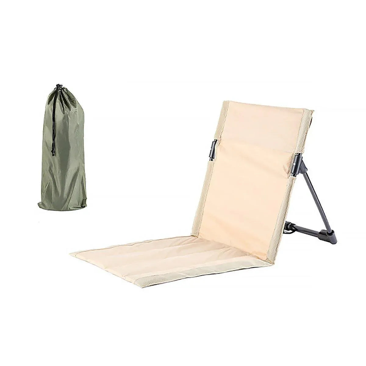 Folding Portable Camping Chair Lightweight Stool with Backrest Outdoor Bench - Khaki