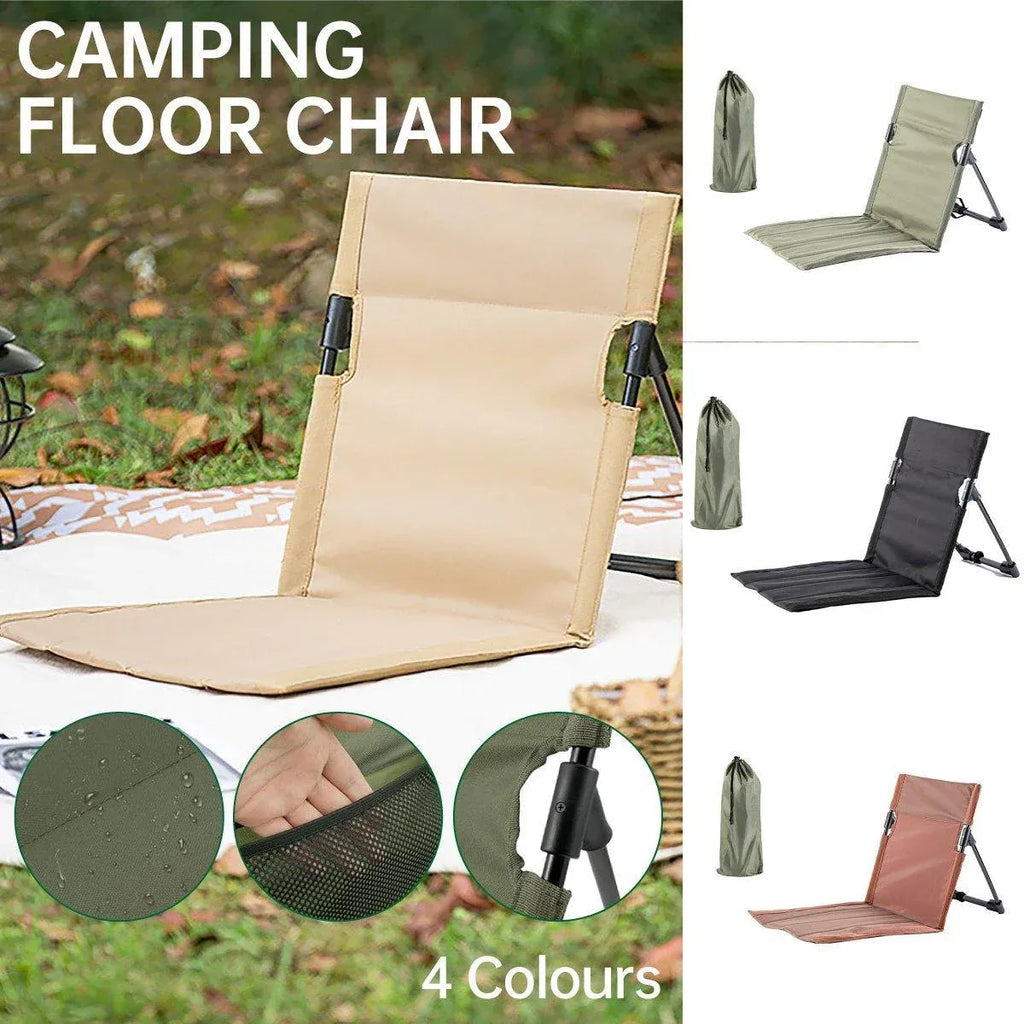 Folding Portable Camping Chair Lightweight Stool with Backrest Outdoor Bench - Khaki