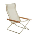 Folding Camping Chair with Solid Wood Armrests Carbon Steel Frame - Khaki