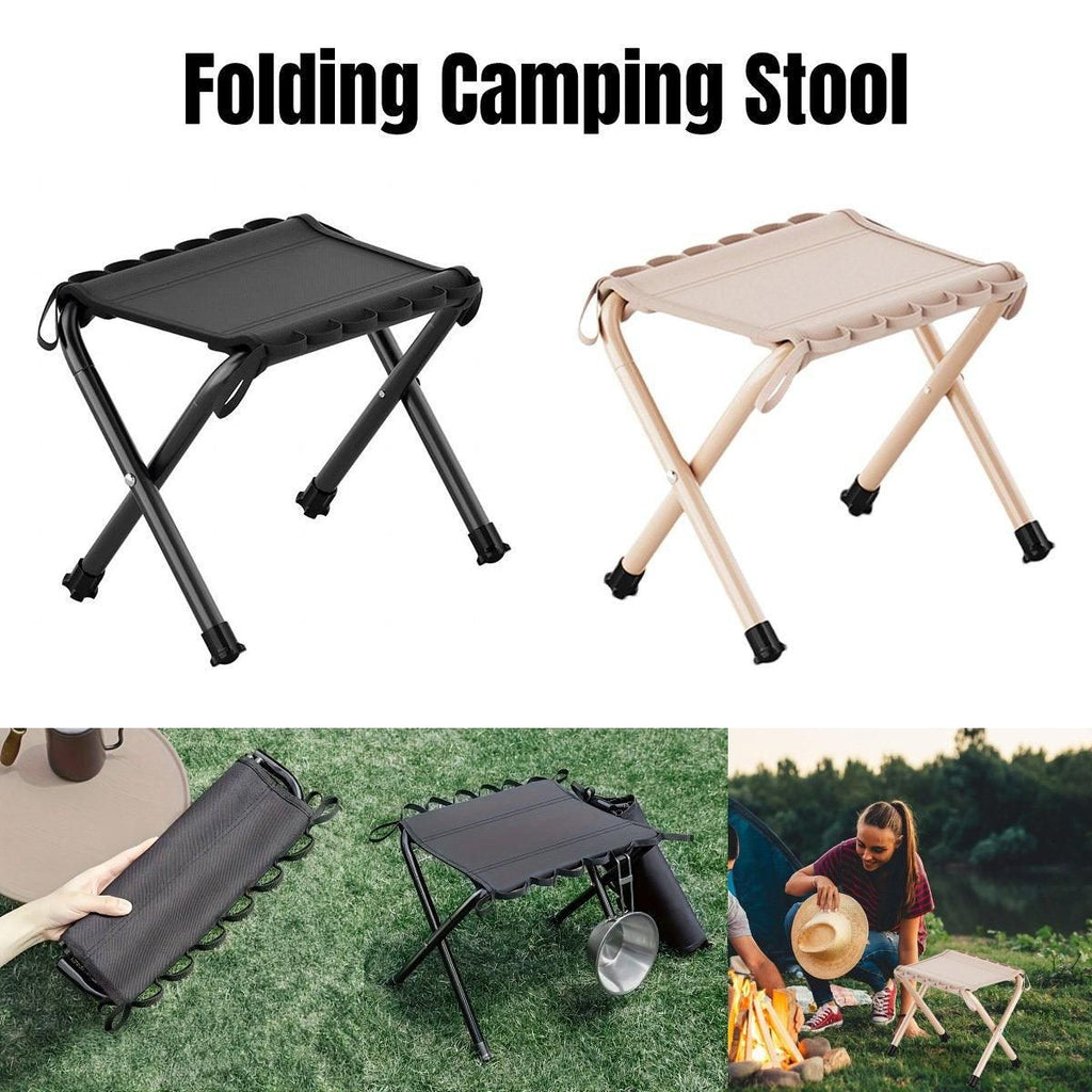 Outdoor Foldable Bench Stool Portable Camping Chair for Hiking Picnic Travel - Khaki