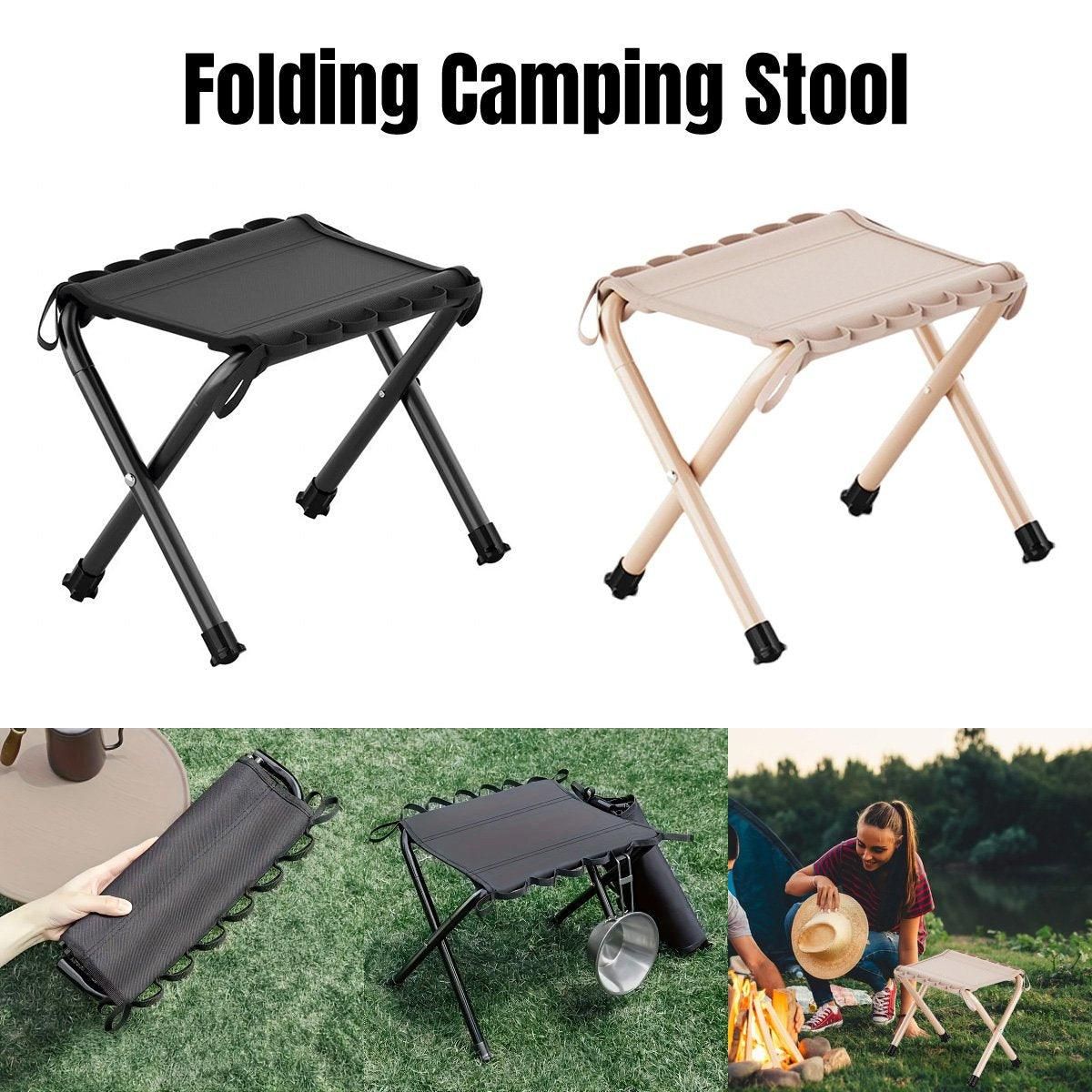 Outdoor Foldable Bench Stool Portable Camping Chair for Hiking Picnic Travel - Khaki