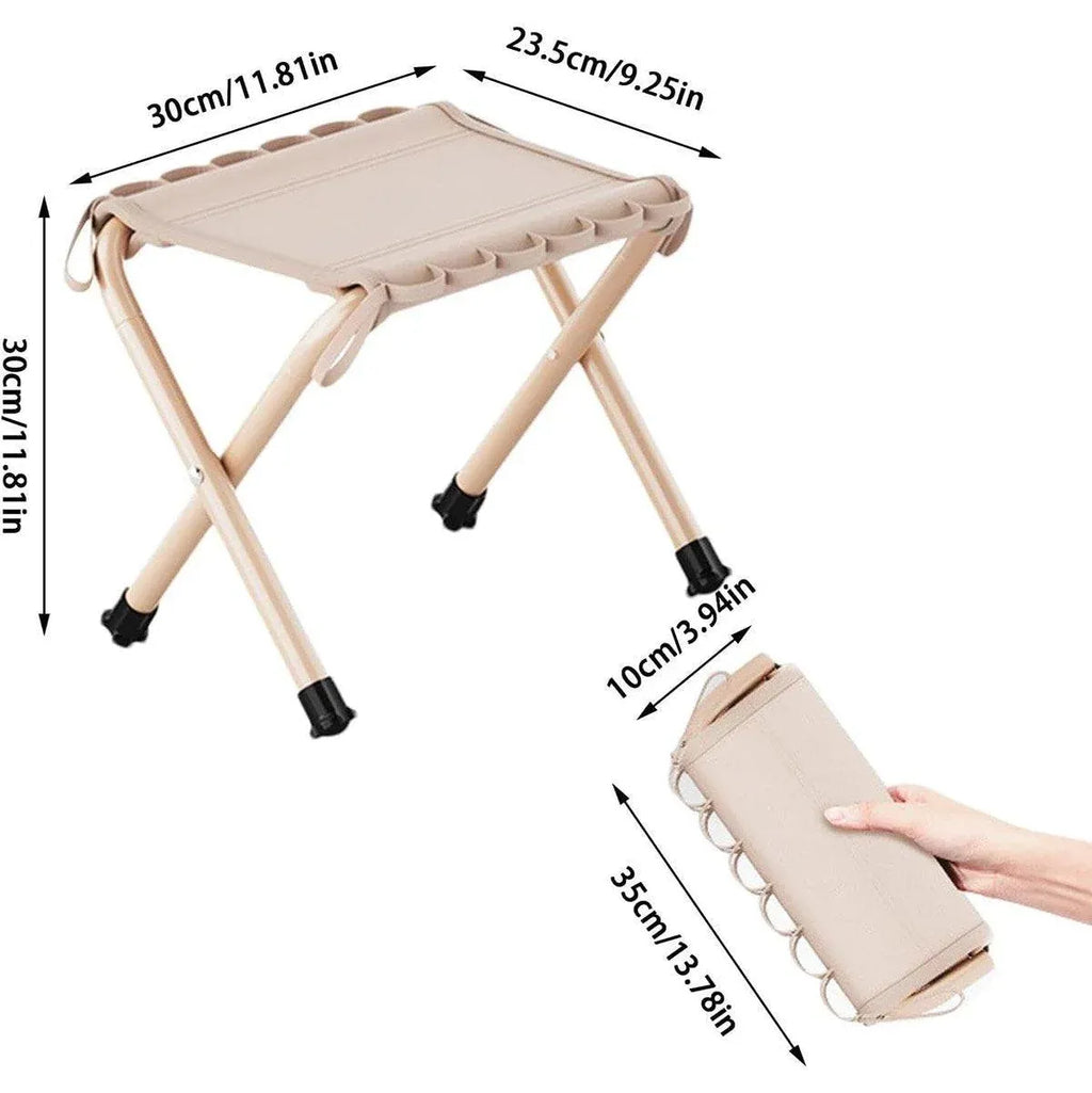 Outdoor Foldable Bench Stool Portable Camping Chair for Hiking Picnic Travel - Khaki