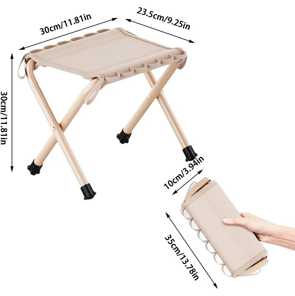 Outdoor Foldable Bench Stool Portable Camping Chair for Hiking Picnic Travel - Khaki
