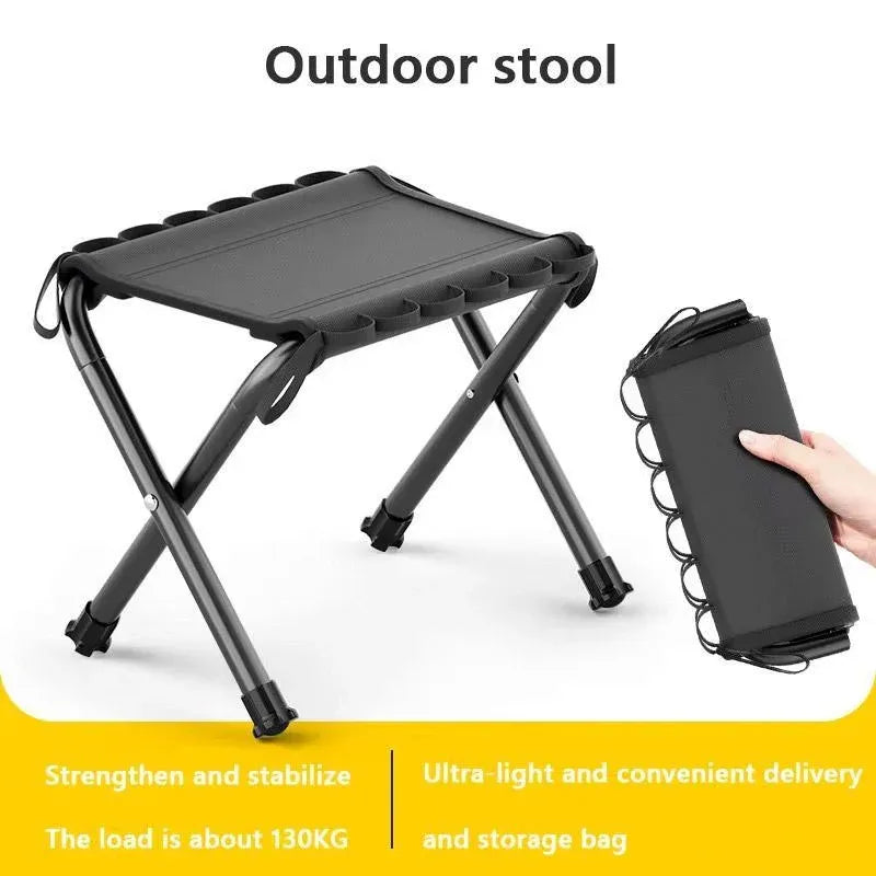 Outdoor Foldable Bench Stool Portable Camping Chair for Hiking Picnic Travel - Khaki