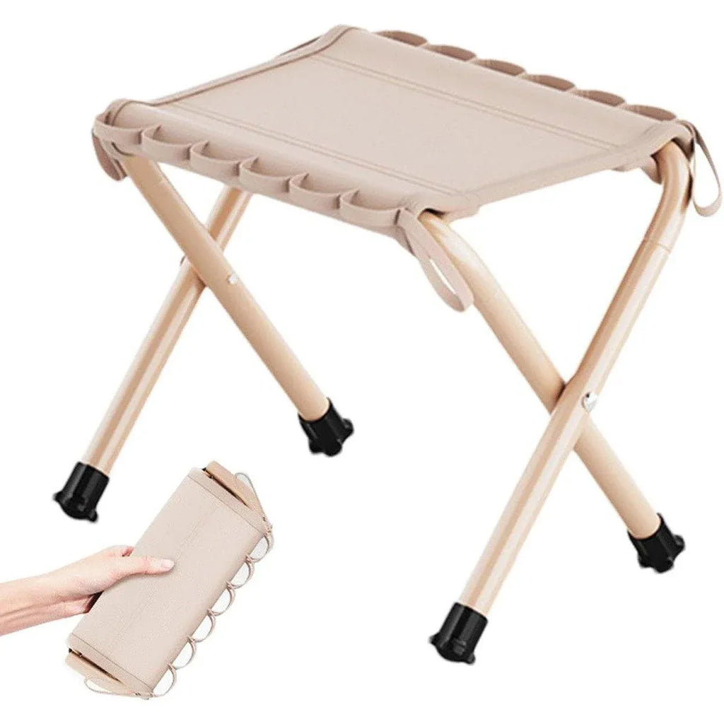 Outdoor Foldable Bench Stool Portable Camping Chair for Hiking Picnic Travel - Khaki