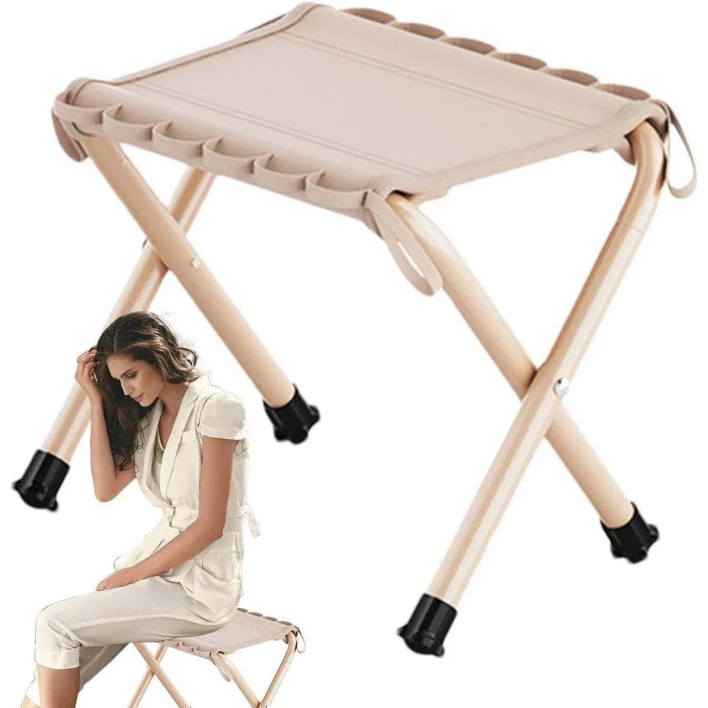 Outdoor Foldable Bench Stool Portable Camping Chair for Hiking Picnic Travel - Khaki
