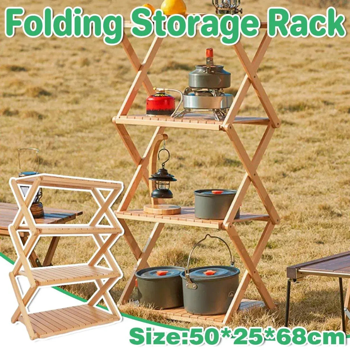 Portable Camping Shelf Multi-functional Picnic Organizer Folding Storage Rack