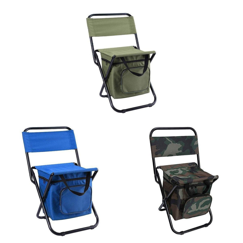 Folding Camping Chair with Storage Bag Lightweight Portable Outdoor Fishing Stool - Camouflage