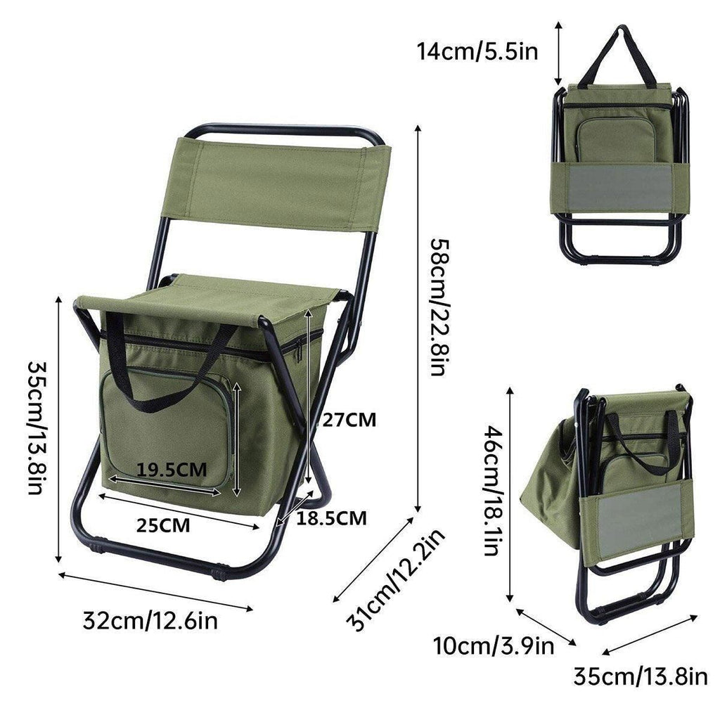 Folding Camping Chair with Storage Bag Lightweight Portable Outdoor Fishing Stool - Camouflage
