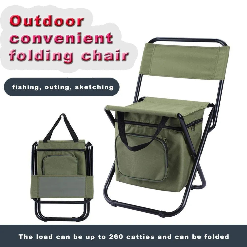 Folding Camping Chair with Storage Bag Lightweight Portable Outdoor Fishing Stool - Camouflage