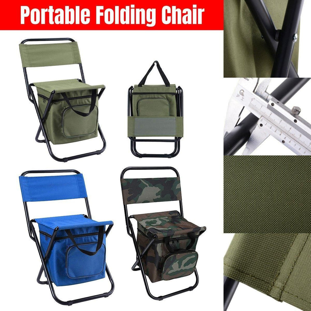 Folding Camping Chair with Storage Bag Lightweight Portable Outdoor Fishing Stool - Blue