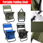 Folding Camping Chair with Storage Bag Lightweight Portable Outdoor Fishing Stool - Blue