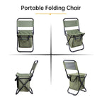 Folding Camping Chair with Storage Bag Lightweight Portable Outdoor Fishing Stool - Blue