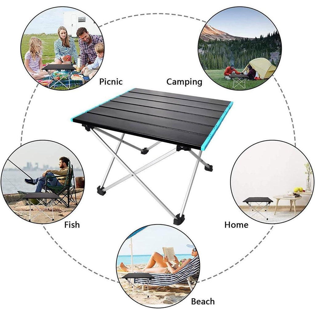 Portable Black Folding Table for Camping Trip BBQ Outdoor Picnic Stall Table