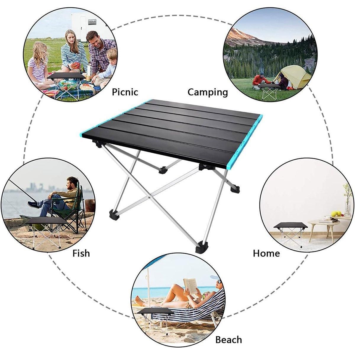Portable Black Folding Table for Camping Trip BBQ Outdoor Picnic Stall Table