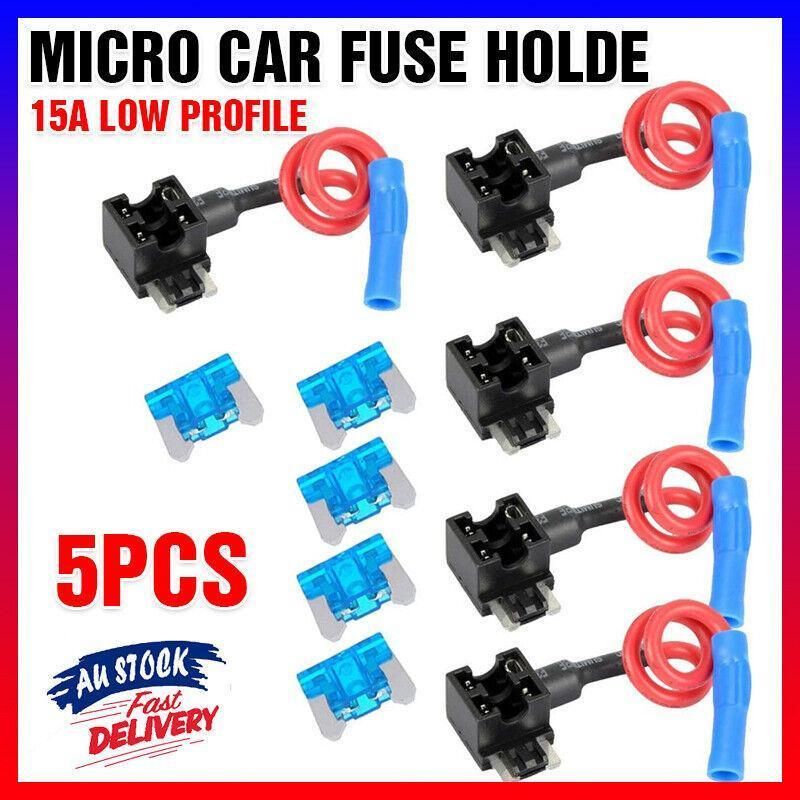 5PCS Add A Circuit Fuse Tap Car Micro Blade Fuse Box Holder 12V Low Profile