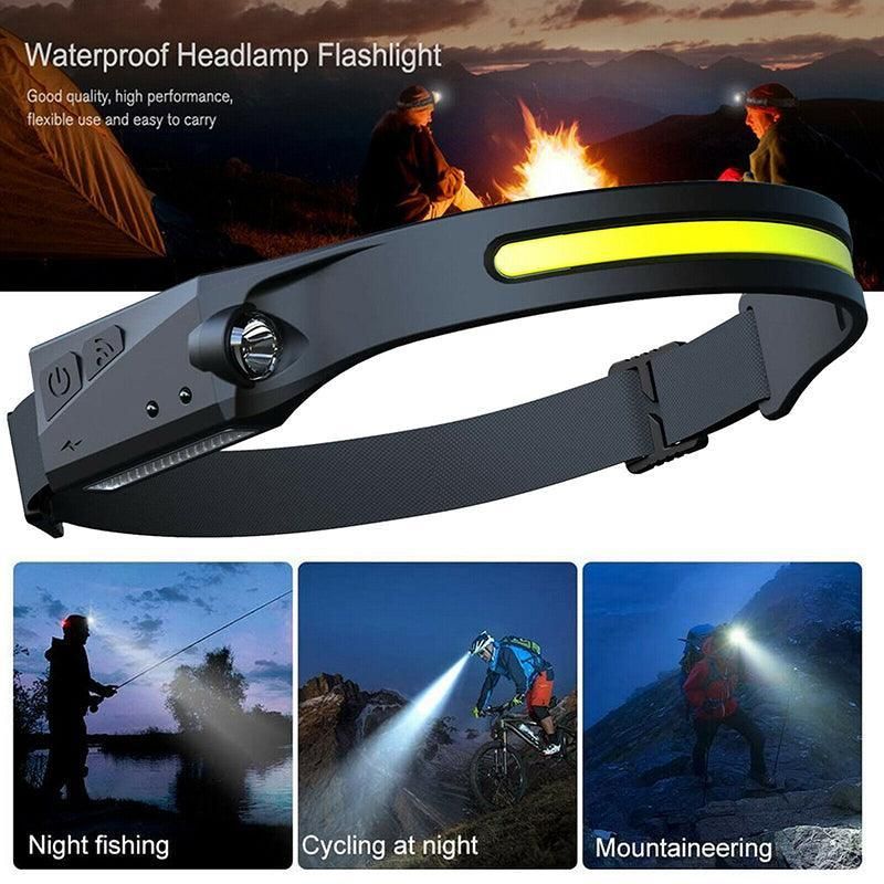 Cob Led Motion Sensor Head Torch Headlight Usb Headlamp Waterproof  Rechargeable