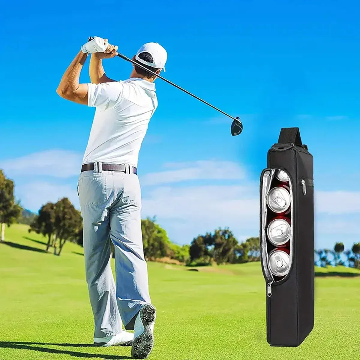 Portable Insulated Golf Cooler Bag Cold Storage Beverage Ice Bag for Cans Drinks