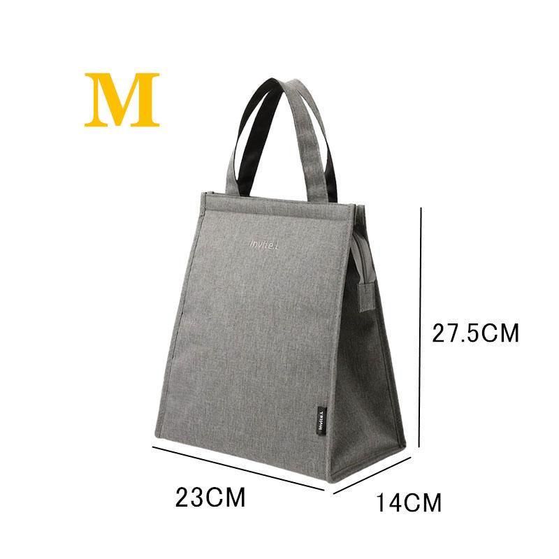 M Size Lunch Bag Thermal Insulated Box Bento Pouch Food Tote Work School Picnic - Grey