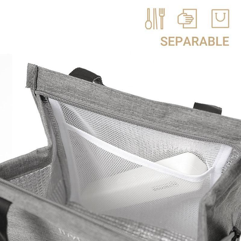M Size Lunch Bag Thermal Insulated Box Bento Pouch Food Tote Work School Picnic - Grey