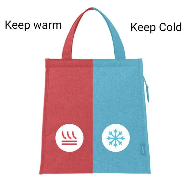 M Size Lunch Bag Thermal Insulated Box Bento Pouch Food Tote Work School Picnic - Grey