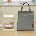 M Size Lunch Bag Thermal Insulated Box Bento Pouch Food Tote Work School Picnic - Grey