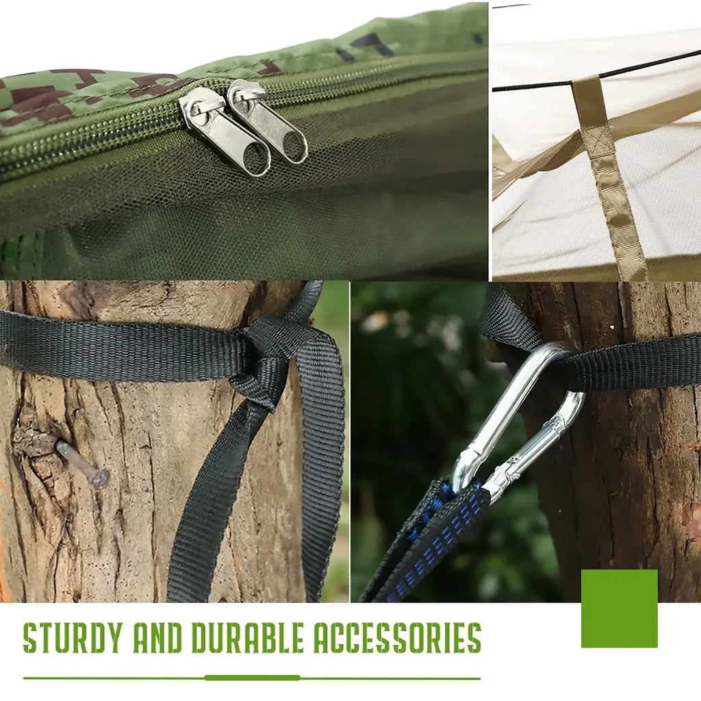 Camping Hammock Tent Set Double Outdoor Hanging Bed With Mosquito Net For Travel - Camouflage