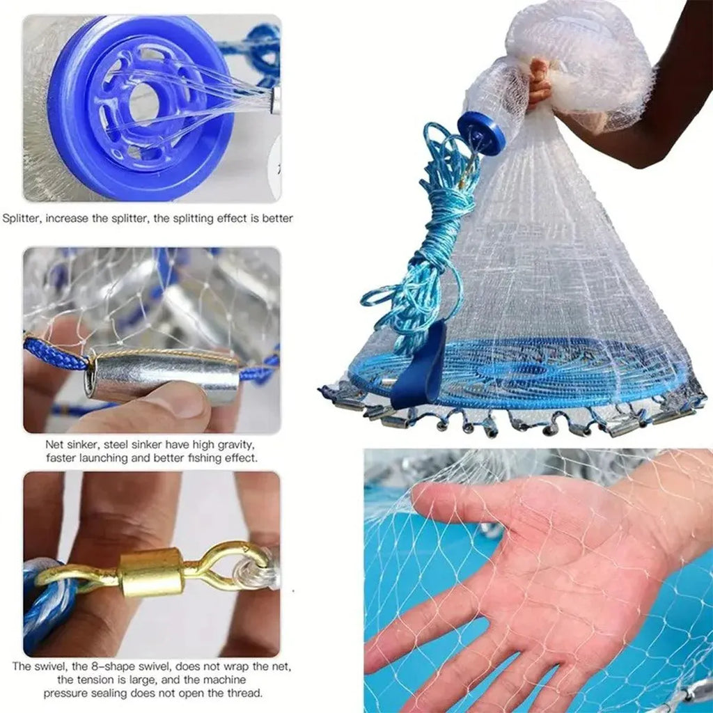 Frisbee Hand Casting Fishing Net Easy Throw Bait Net Swinging Tackle Gear - 540cm