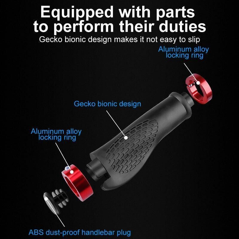 Ergonomic MTB Bike Handlebar Grips 2PCS Lock On Rubber Cycling Mountain Bicycle - Red