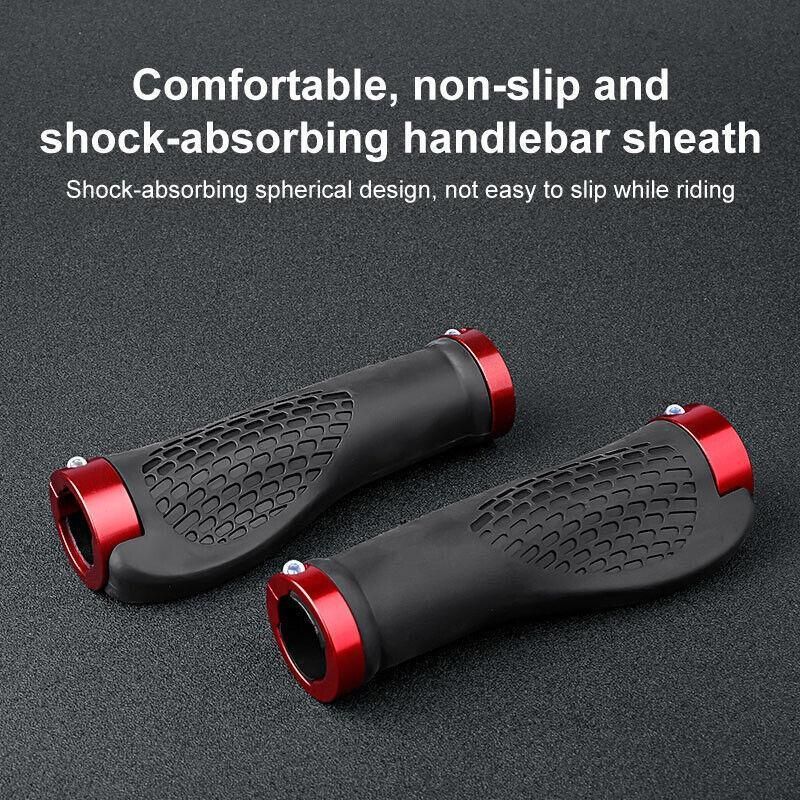 Ergonomic MTB Bike Handlebar Grips 2PCS Lock On Rubber Cycling Mountain Bicycle - Red