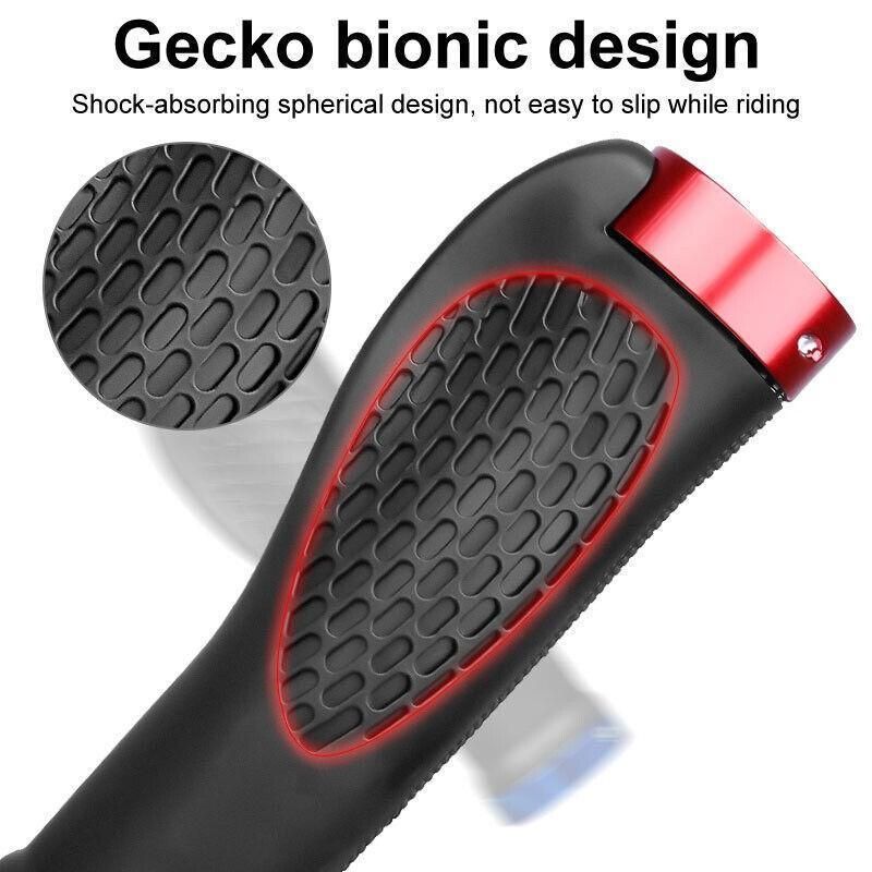 Ergonomic MTB Bike Handlebar Grips 2PCS Lock On Rubber Cycling Mountain Bicycle - Red