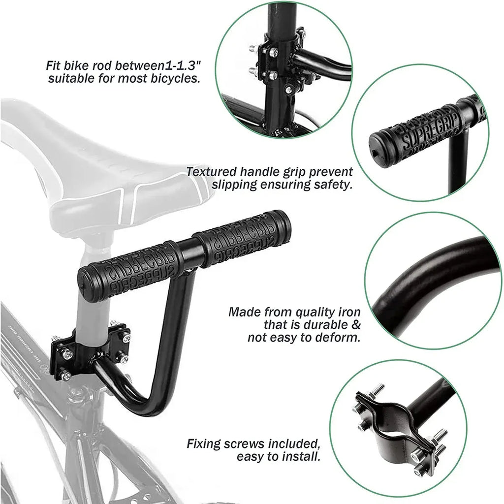 Bike Rear Seat Kit Set Carrier Cushion Backrest Footrest Safe for Bicycle Use