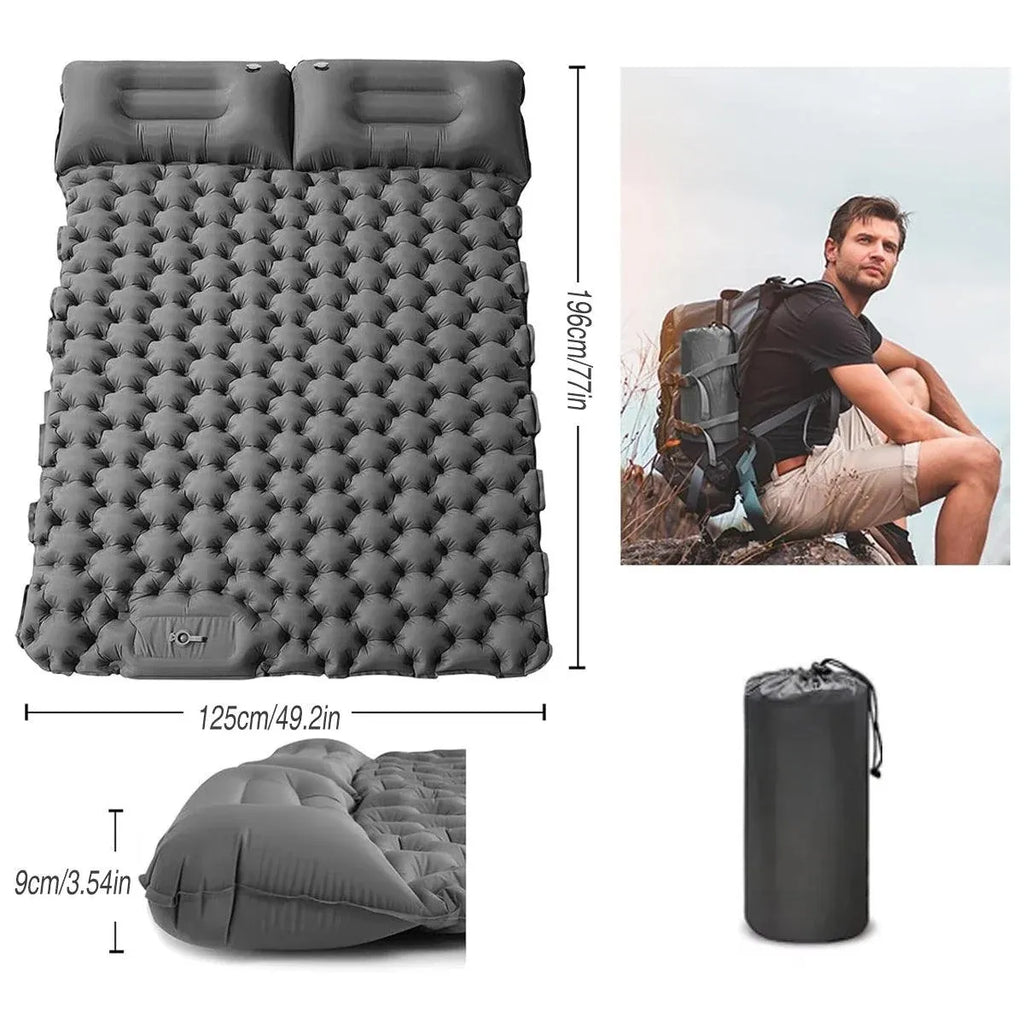 Double Camping Sleeping Pad Self Inflating Thick Air Bed Mattress Outdoor Hiking