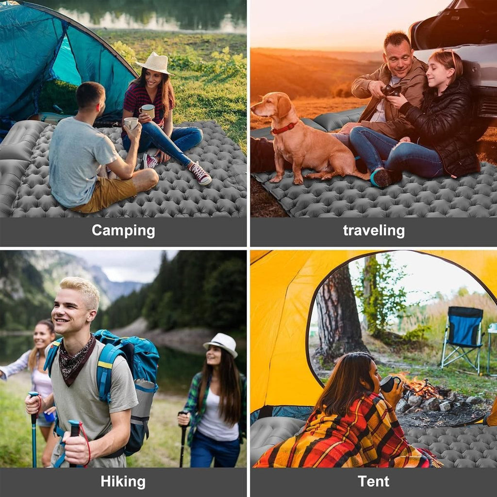 Double Camping Sleeping Pad Self Inflating Thick Air Bed Mattress Outdoor Hiking