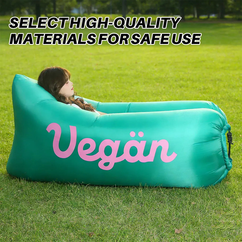 Inflatable Sofa Outdoor Portable Lazy Air Lounge For Camping Picnic Lightweight - Beige